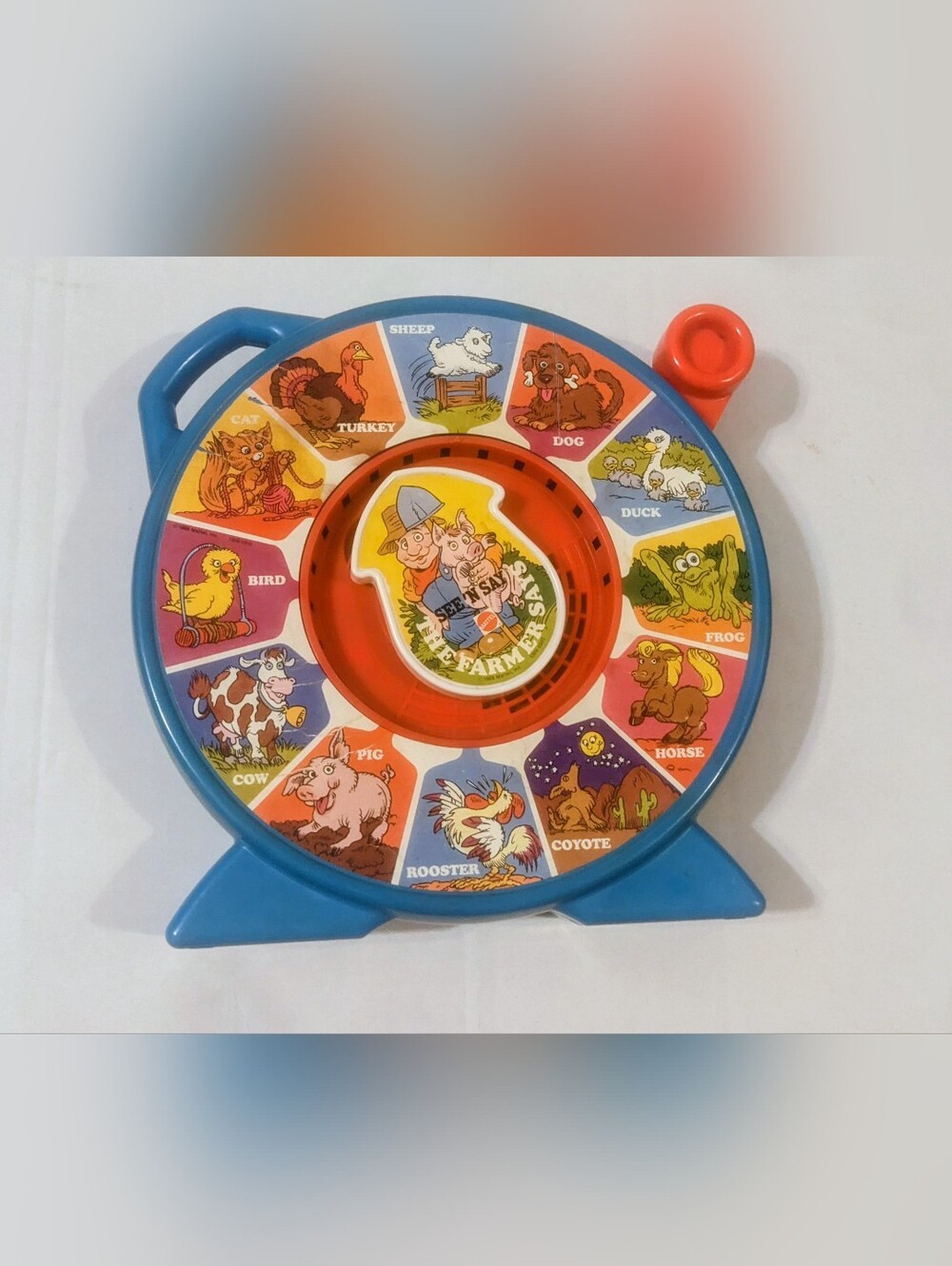 See N' Say Vintage Mattel And the Farmer Says Animal Sounds Toy Blue 1989